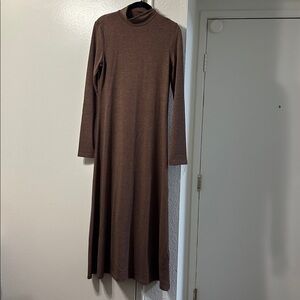 Zara Brown Long Sleeve Maxi Dress